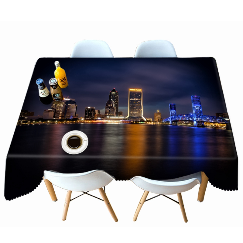 

Harbour City Nightscape - 3D Tablecloth, 140*140cm, 501 Original