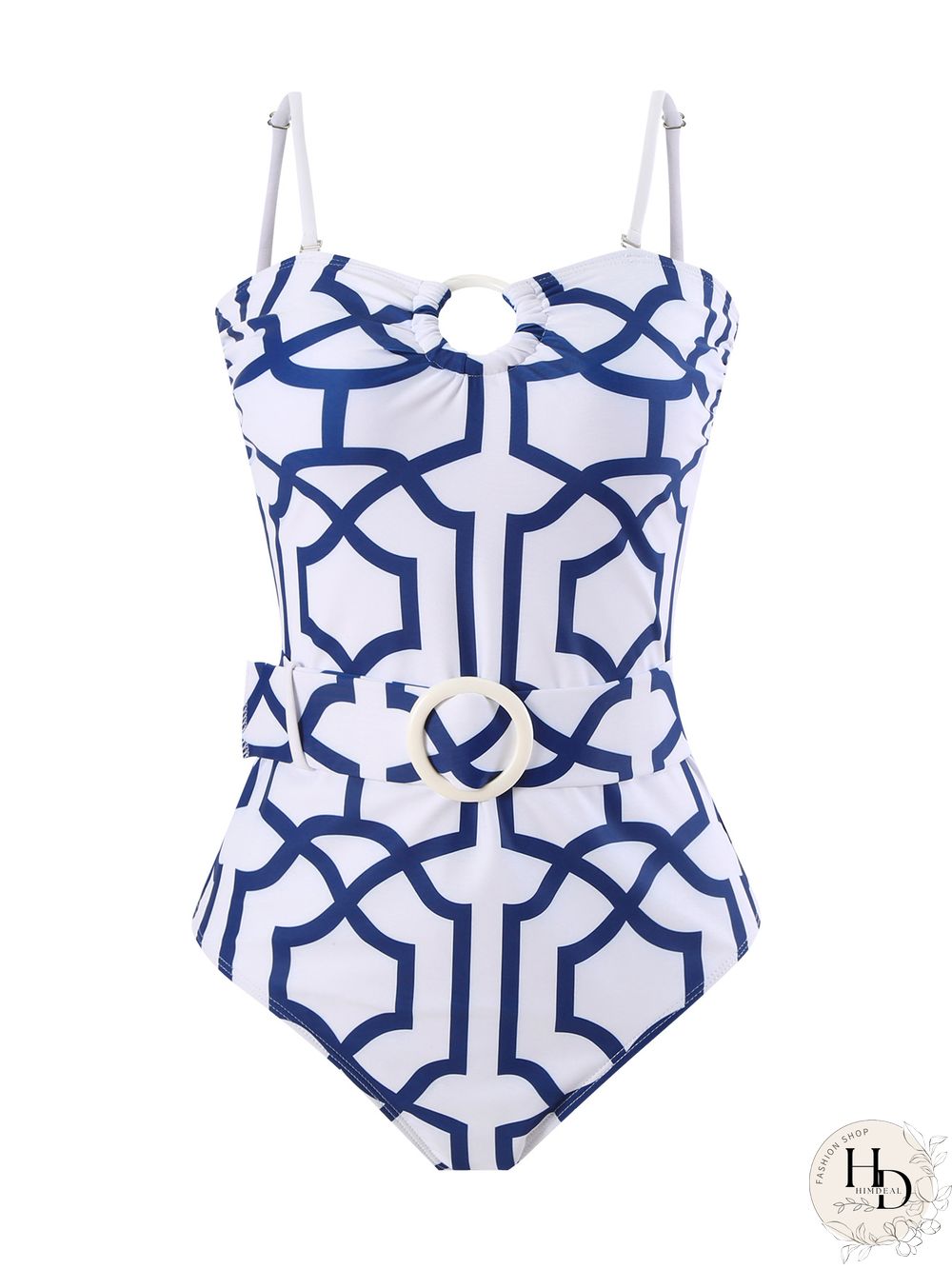 Abstract Line Print Swimsuit