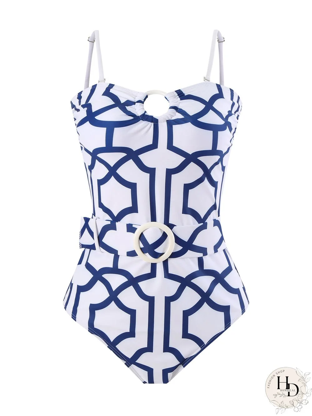 Abstract Line Print Swimsuit