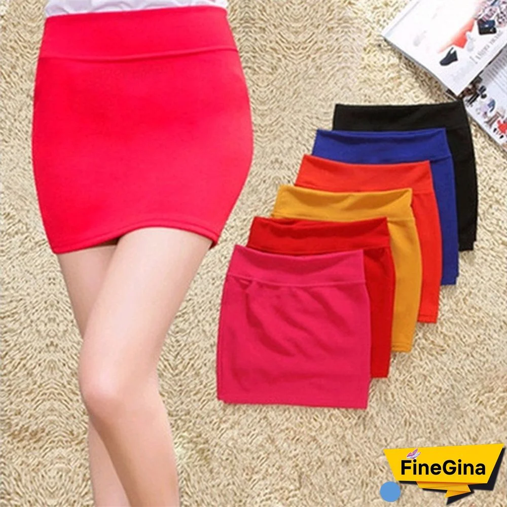 Women Sexy Pencil Elastic High Waist Mini Dress Slim Skirt Seamless Short Skirt