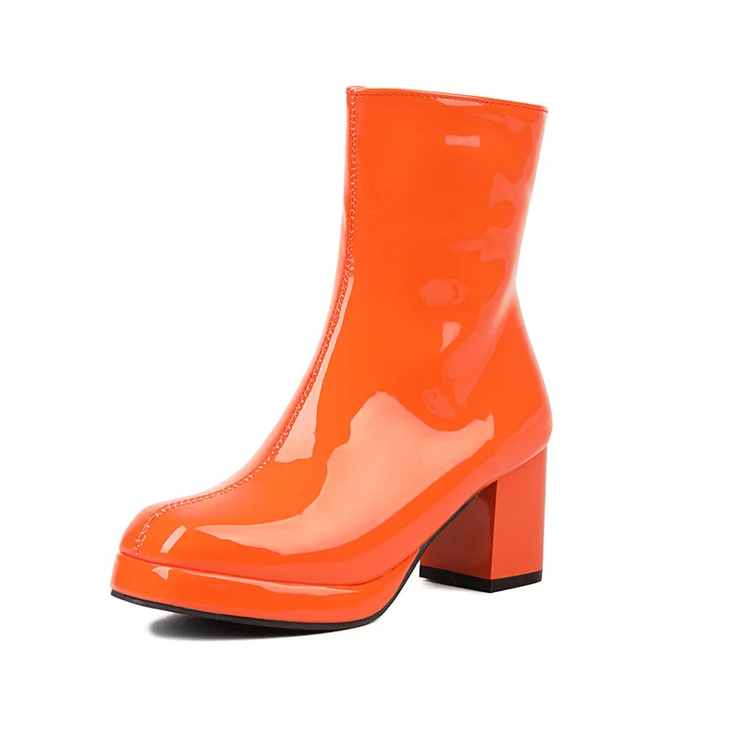 Yyvonne Yyvonne Size Boots Autumn And Winter New Women's Boots Square Head Thick Heel High Heel Ankle Boots Women's Shoes