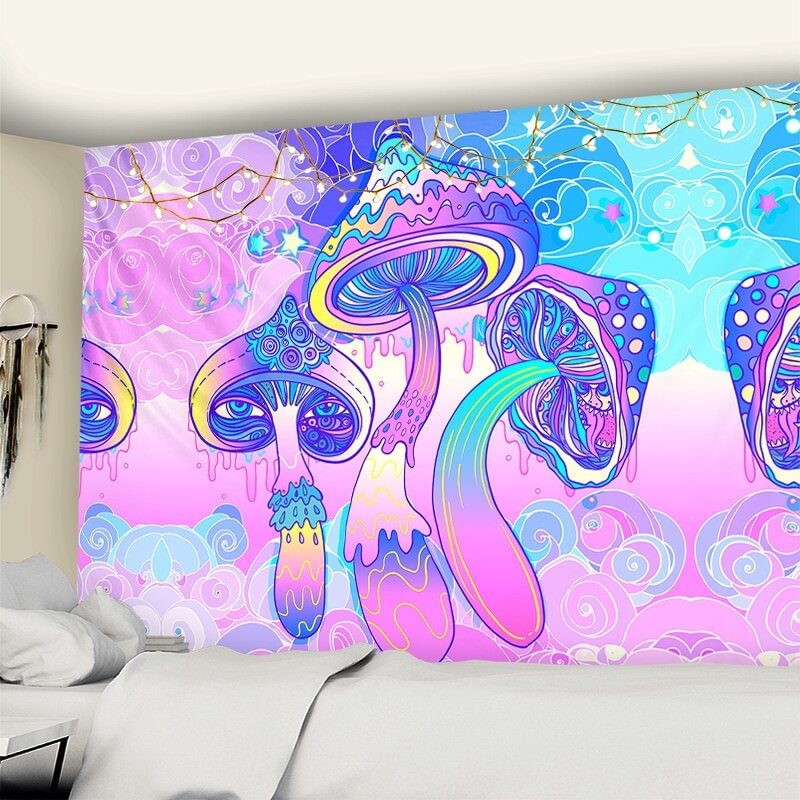 Fairytale Dreamy Mushroom Tapestry Psychedelic Carpet Bohemian Home Decor Witchcraft Hippie Kids Room Decor Wall Tapestries