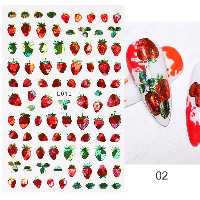 Iridescent Feathers 3D Nail Stickers Holographic Laser Flower Leaf Stickers Spring Summer Slider For Nails Manicures Decoration-Nail Inspo