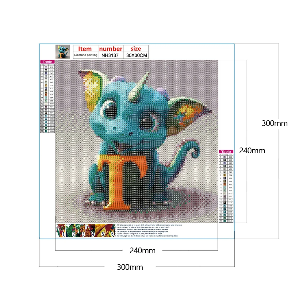 Diamond Painting - Full Round Drill - Dinosaur Letter T(30*30cm)
