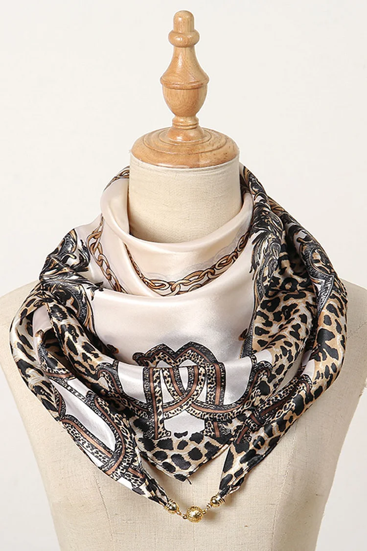Chain Leopard Print Kerchief Hijab Shayla Head Scarf