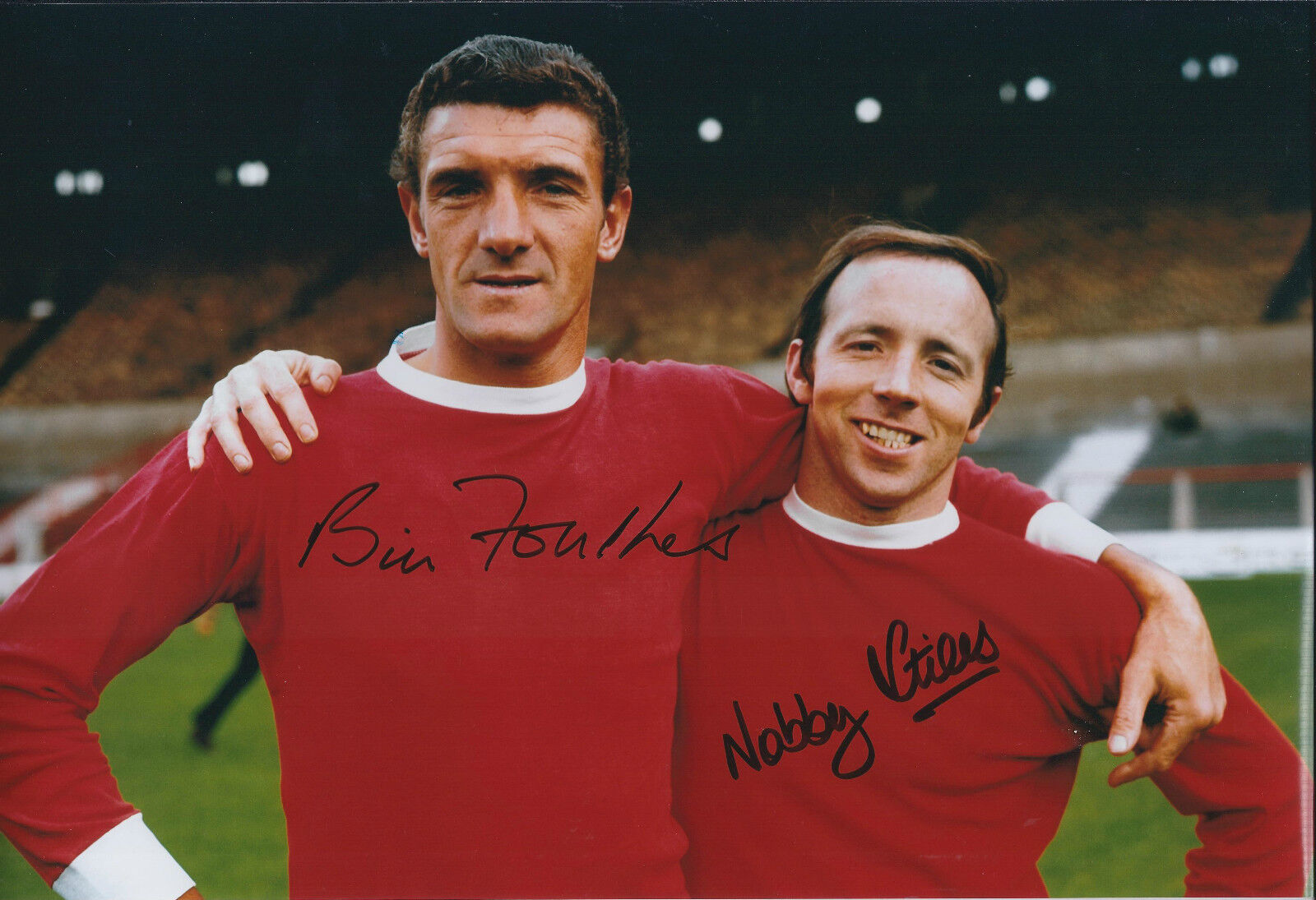 Bill FOULKES & Nobby STILES Double Signed Autograph Photo Poster painting AFTAL COA Man Utd RARE