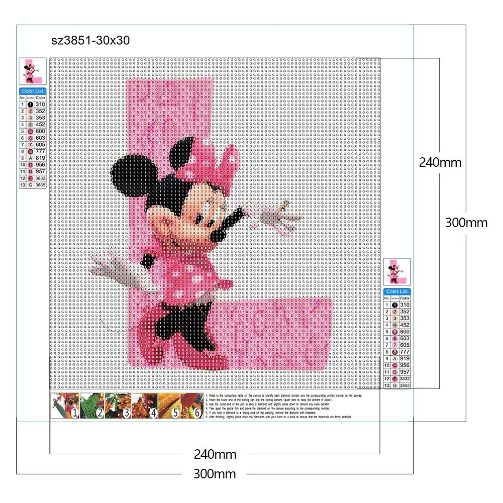 Full Round Diamond Painting 30*30cm - Minnie Mouse Letter L