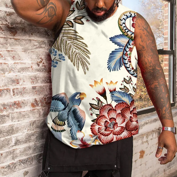 Men's Plus Size Sport Street Floral Vest