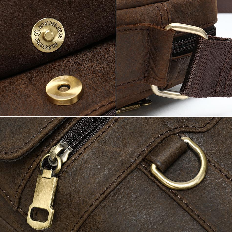 Comfy Leather Men's Soft Shoulder Bag Solid Color Zipper Crossbody Bag