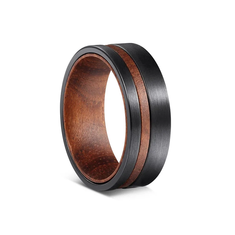 Olivenorma 8mm Whiskey Barrel Wood Tungsten Carbide Ring