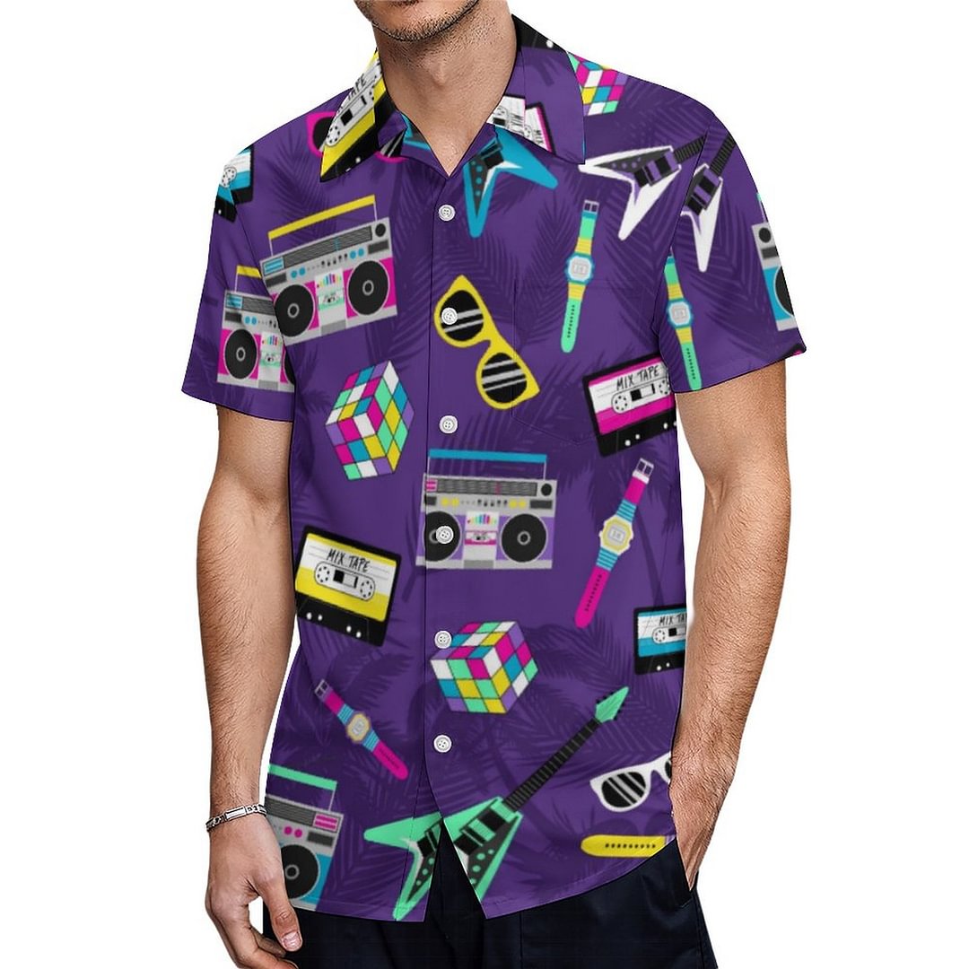 Trendy Style From 80S Purple Hawaiian Shirt Mens Button Down Plus Size Tropical Hawaii Beach Shirts