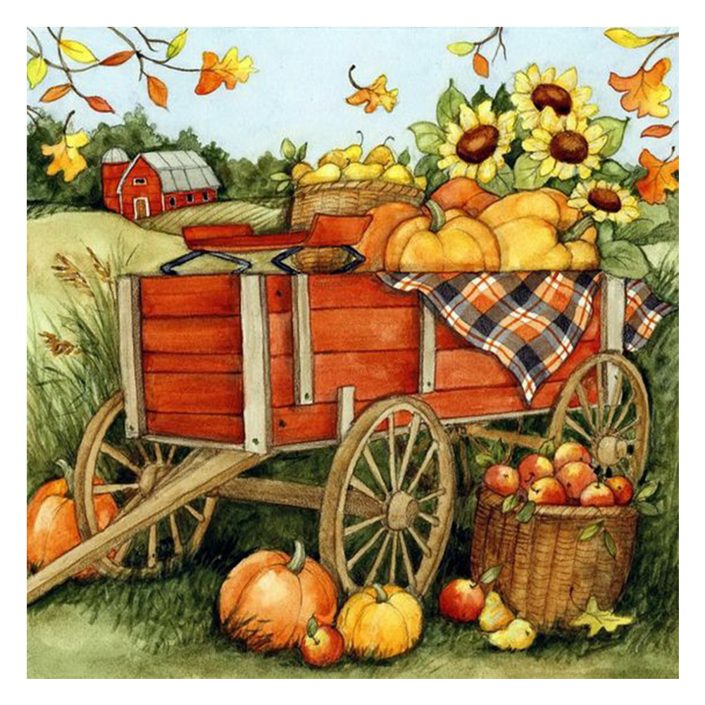 

Pumpkin Cart - Round Drill Diamond Painting - 30*30CM, 501 Original