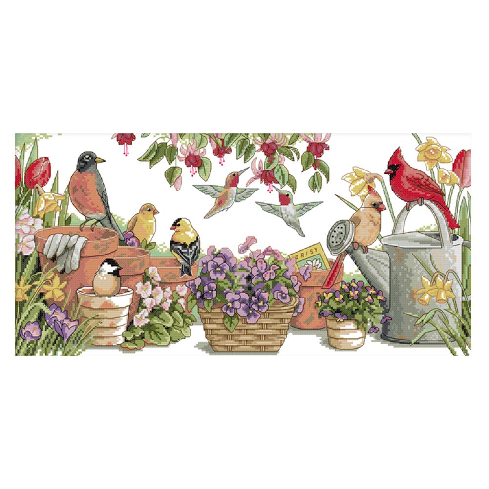 

Garden Birds - 14CT Stamped Cross Stitch - 54*30CM, 501 Original