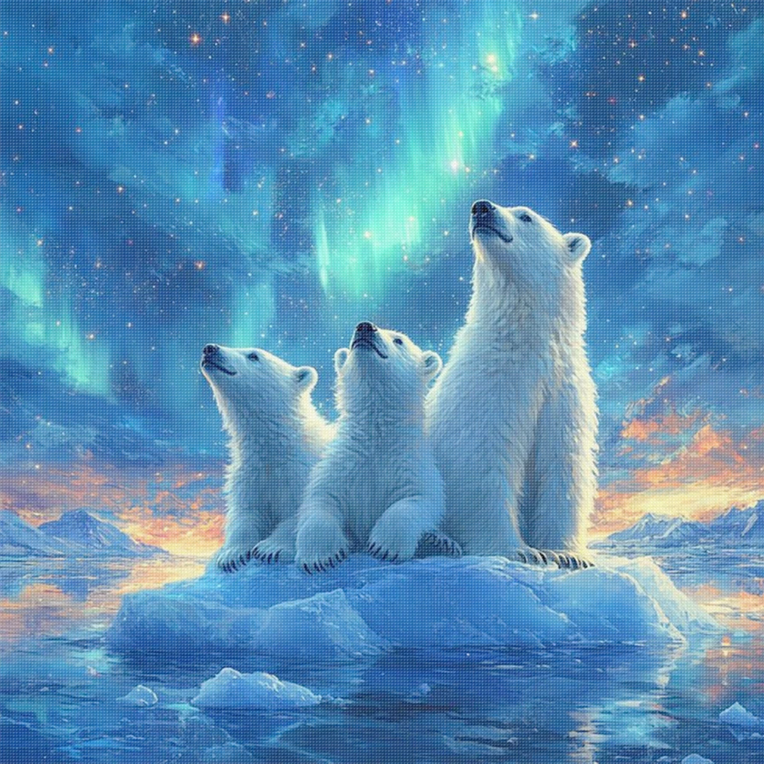 Polar Bear Full 11CT DIY Stamped Cross Stitch Kits for Adults Home Decor 45x45cm