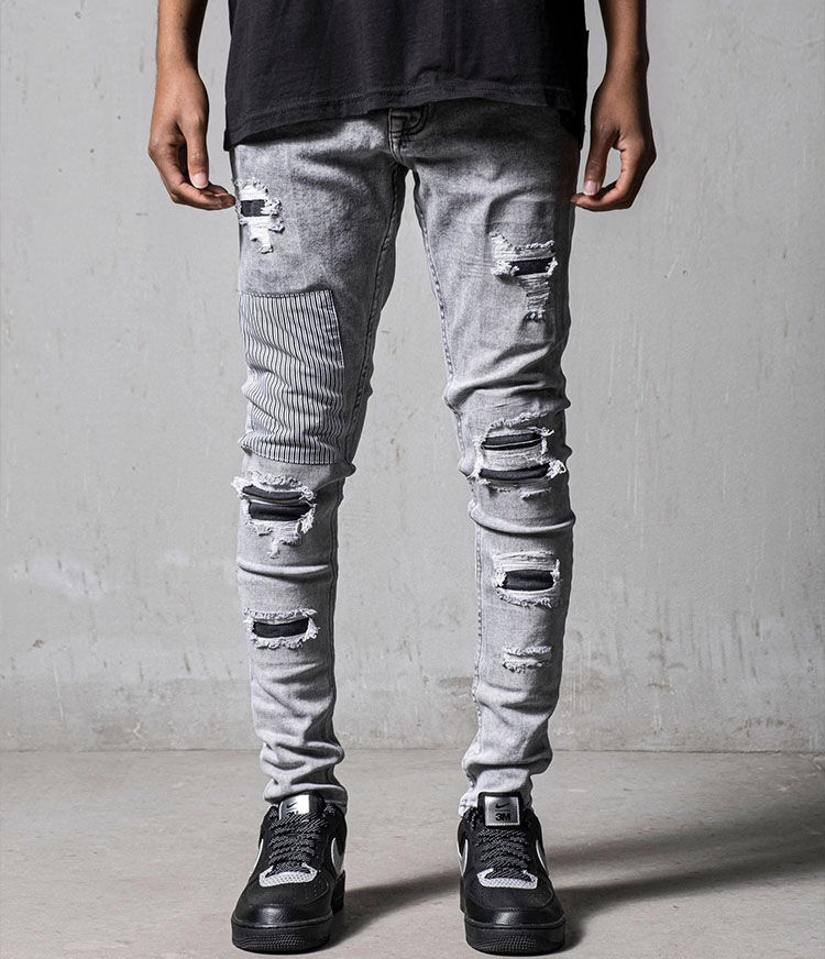 Men's Casual Streetwear Ripped Slim-fit Jeans-VESSFUL