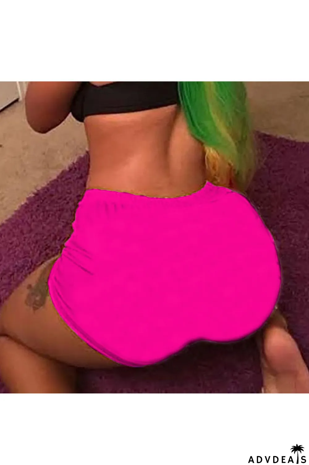 Army Green Elastic Fly High Solid Straight shorts Bottoms