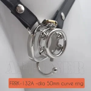 pornhint Pornhint Stainless Steel Binding PU Belt Spiked Cage Male Chastity Device Metal Rings