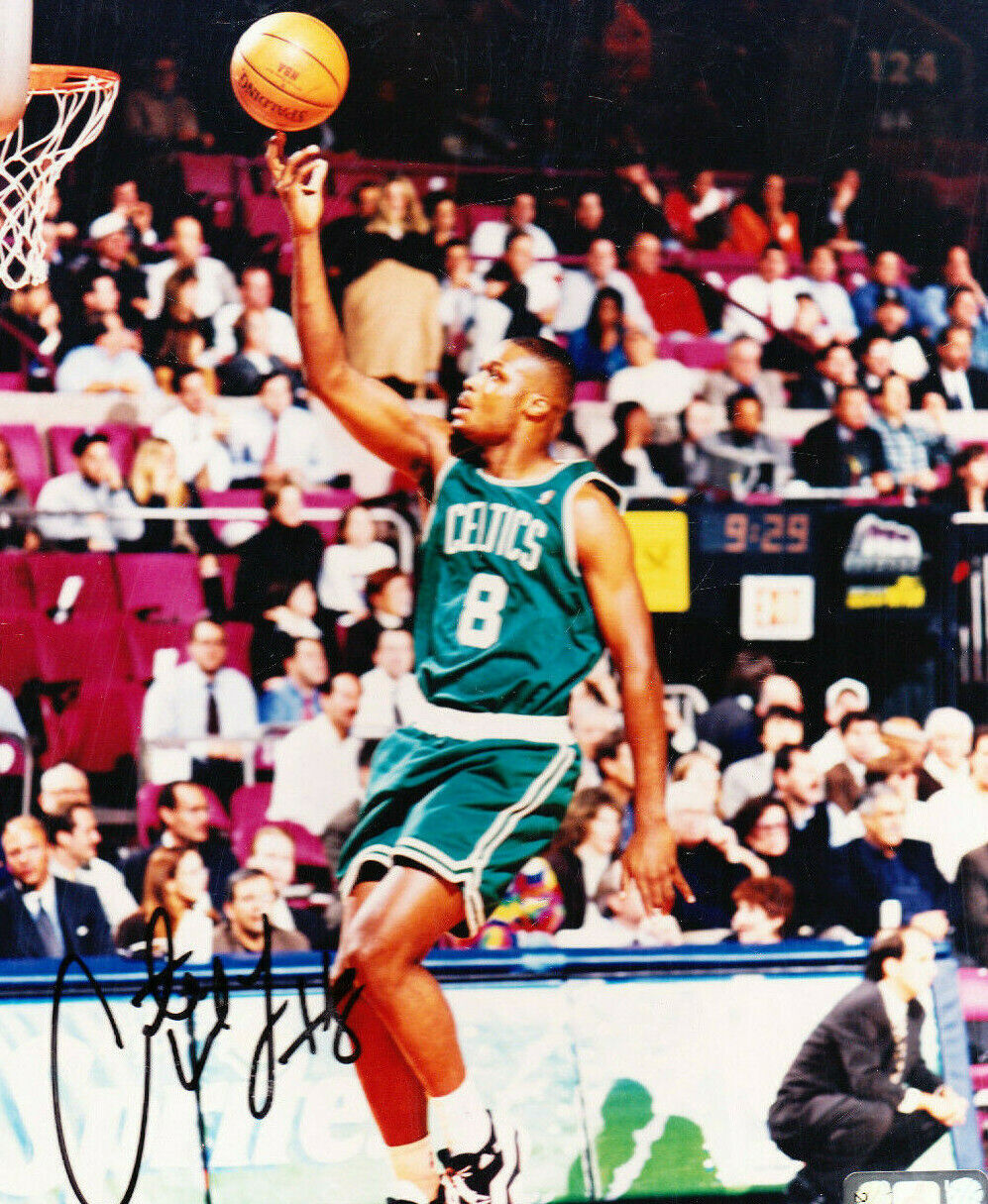 2 LOT ANTOINE WALKER RON MERCER AUTOGRAPH SIGNED 8X10 Photo Poster painting BOSTON CELTICS COA