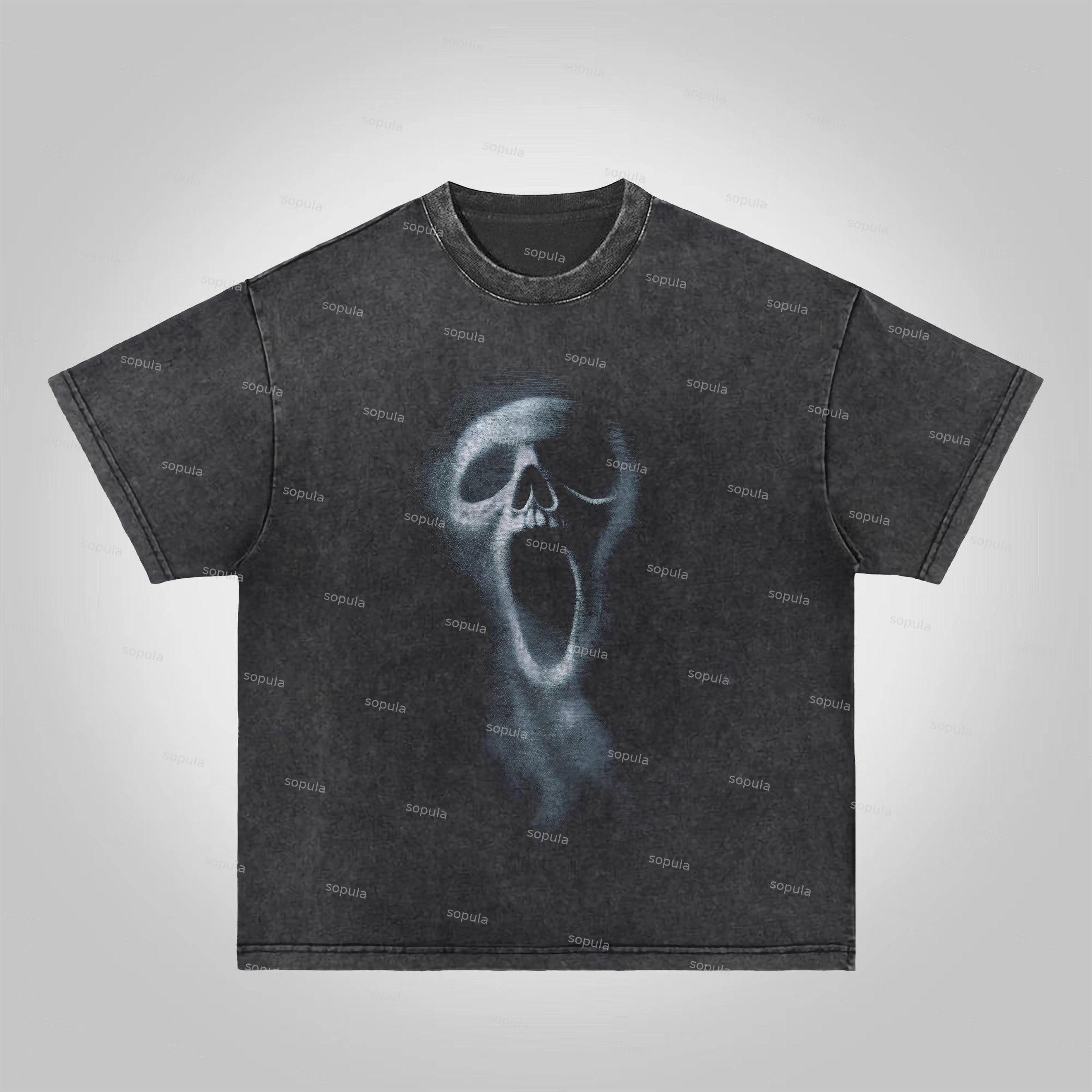 Sopula Snowflake Scare Face Acid Washed T-Shirt - SOPULA