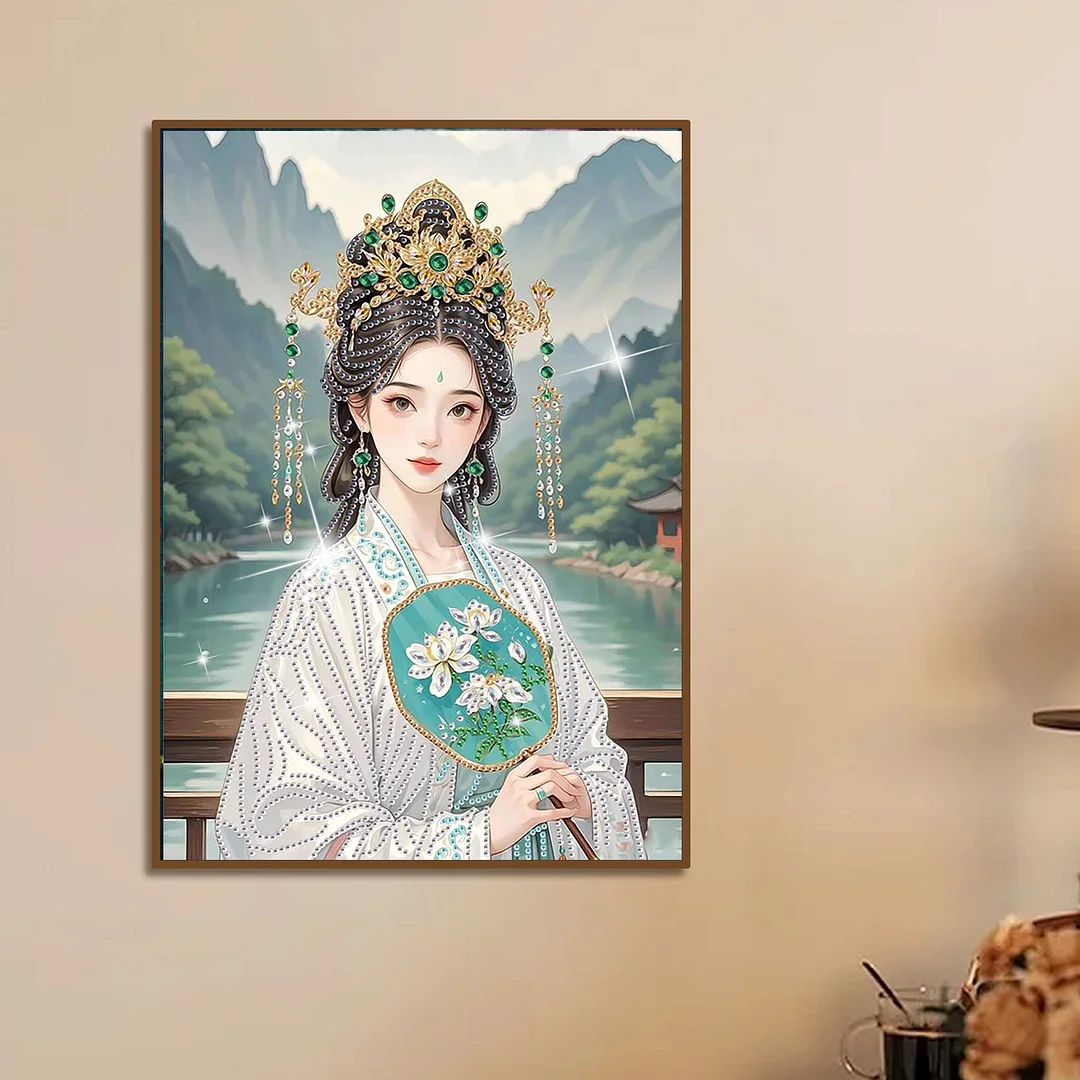 Diamond Painting - Partial Special Shaped Drill - Landscape Lady(Canvas|30x40cm)