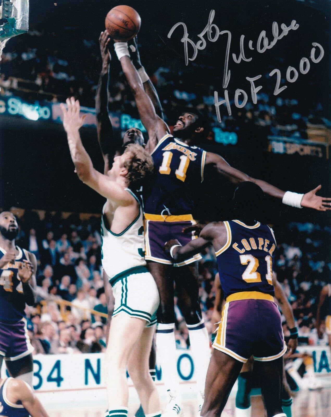 BOB MCADOO LOS ANGELES LAKERS HOF 2000 ACTION SIGNED 8x10