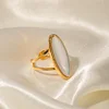 White Shell Oval 18K Golden Ring