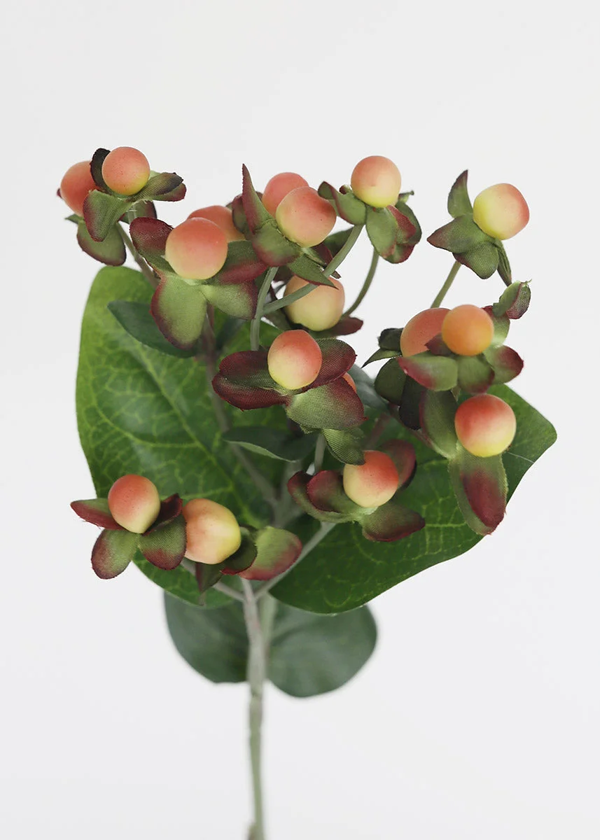 Red Pink Artificial Hypericum Berries - 22.5"