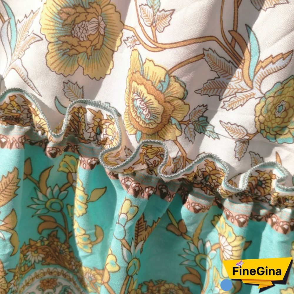 Women Fashion Casual Floral Short Skirts Summer High Waist Pleated Beach Skirt Beho Ruffle Dresses