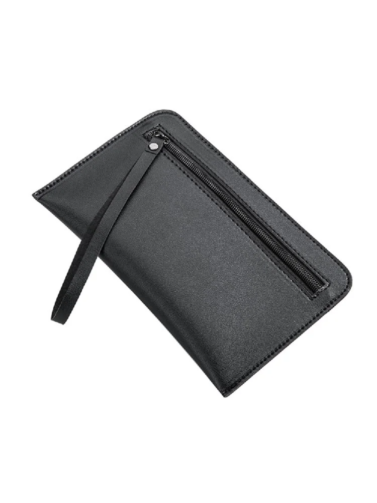 Women Solid Zipper Clutch Wallet Leather Coin Purse Soft Phone Bags (Black)