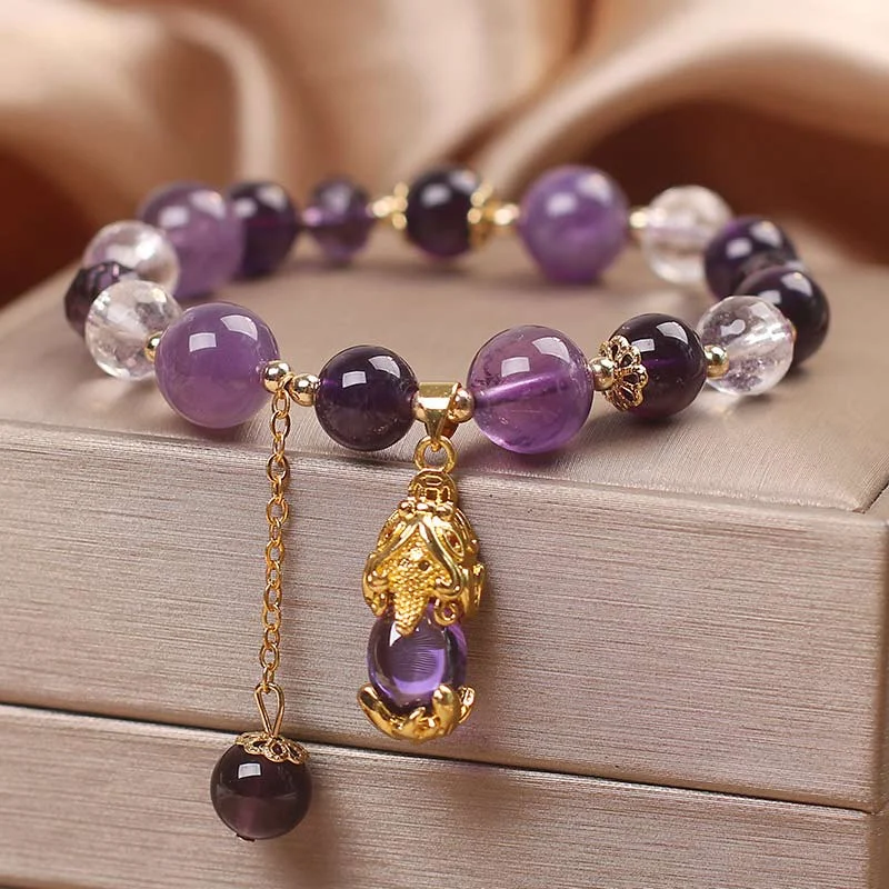 Natural Amethyst PiXiu Healing Bracelet