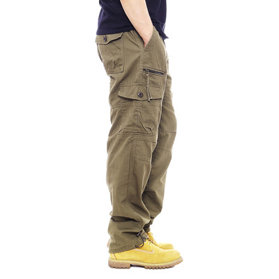 Thoval Men Multi-pocket Cargo Pants Straight Leg Pants Loose Casual Work Hiking Pants Outdoor Apparel