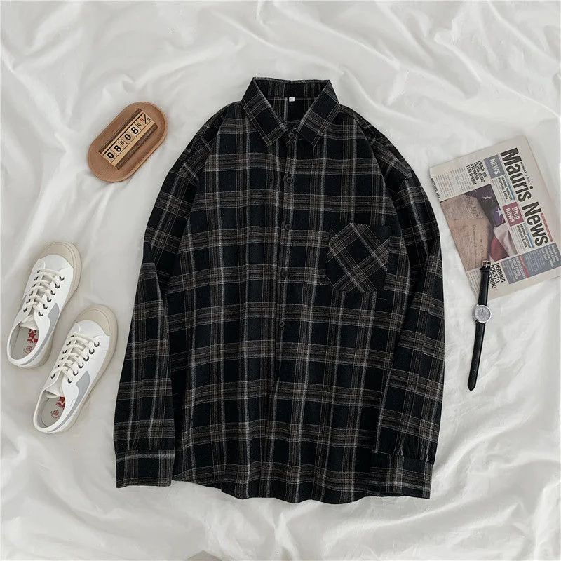 Colourp Women Shirts Baggy Plaid Long Sleeve Chic Fashion Simple Casual New Females Spring Tops All-match Streetwear Retro Ulzzang