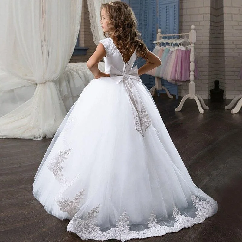 2021 First Communion Bridesmaid Girl Lace Princess Dress Kids Dresses For Girls Children Costume Party Wedding Dress 10 12 Years