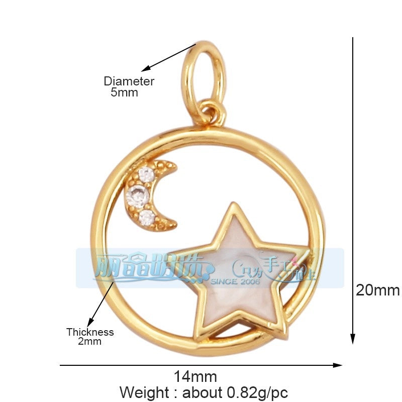 1 Piece 15 * 21mm 18 * 23mm 9*16mm Copper Zircon Sun Star Lightning Pendant Jewelry Accessories