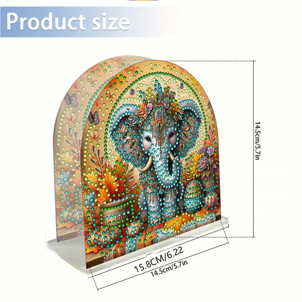 DIY Acrylic Elephant Diamond Painting Paper Towel Holder for Home Art Crafts