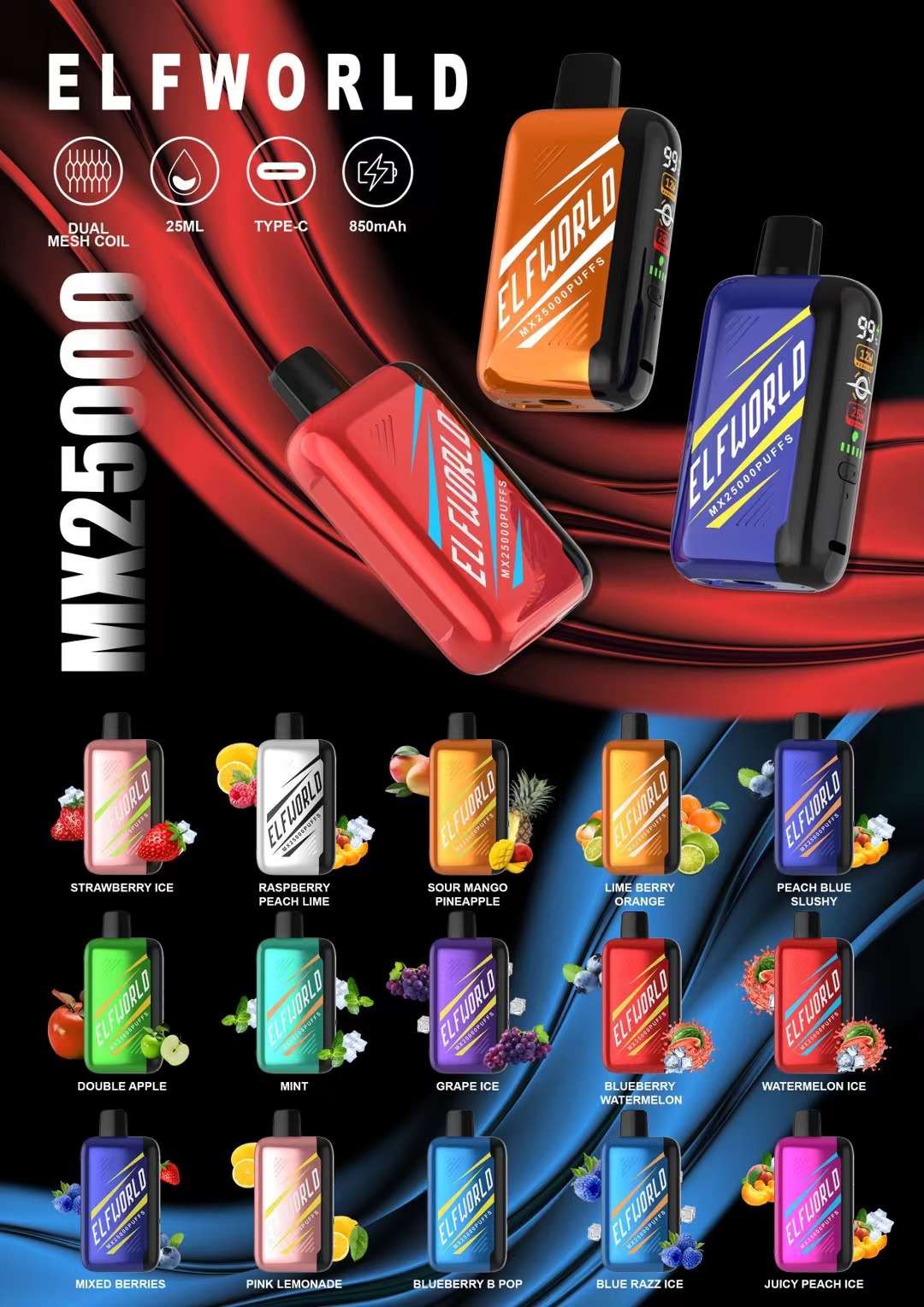 ELFWORLD 25000 Puffs Disposable Vape Wholesale ELF WORLD OPVape