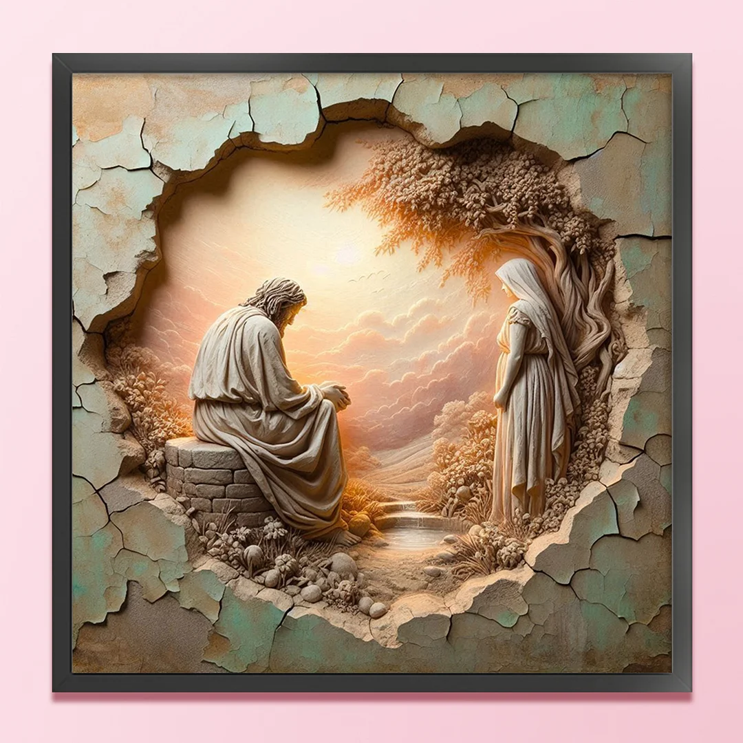 Priest B Full 14CT DIY Counted Cross Stitch Kits 40x40cm for Adults Home Decor