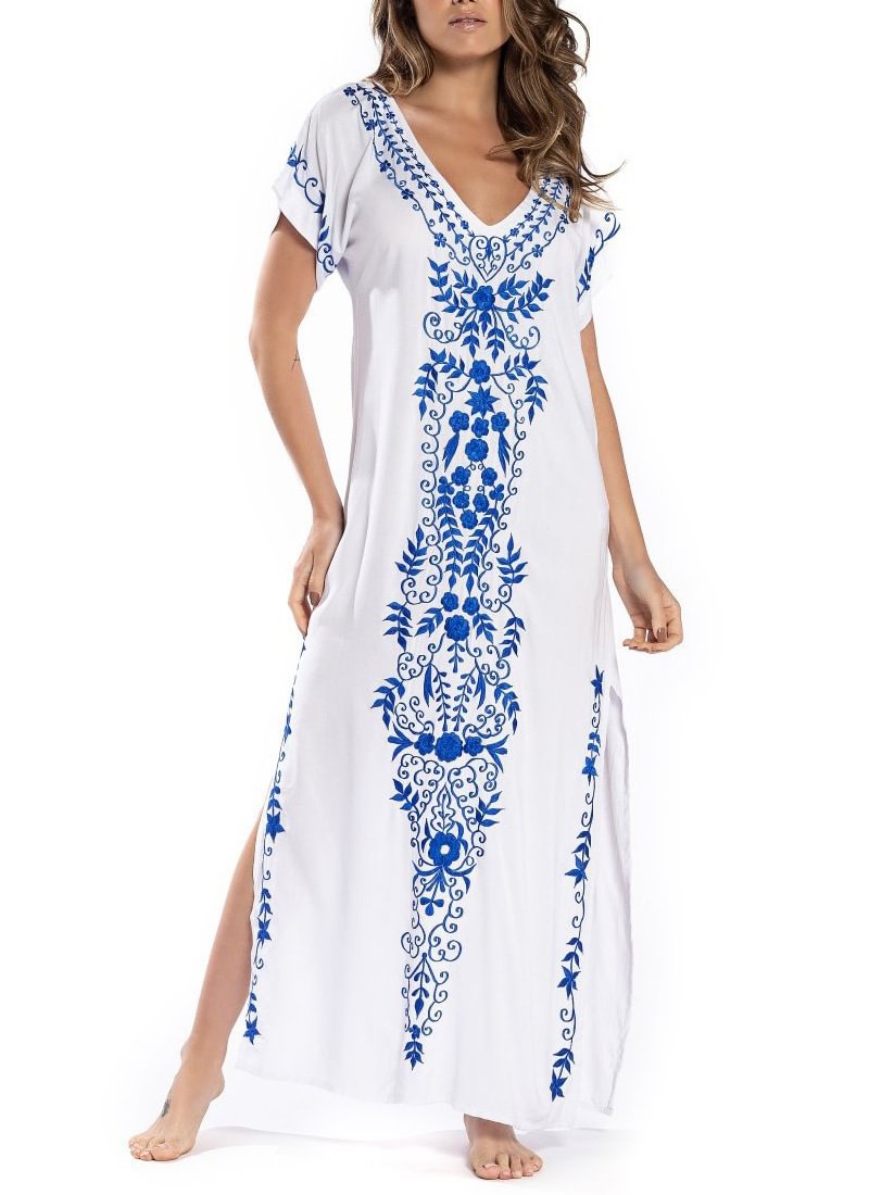 Beach Smock Print Beach Dress Black Dresses | EGEMISS
