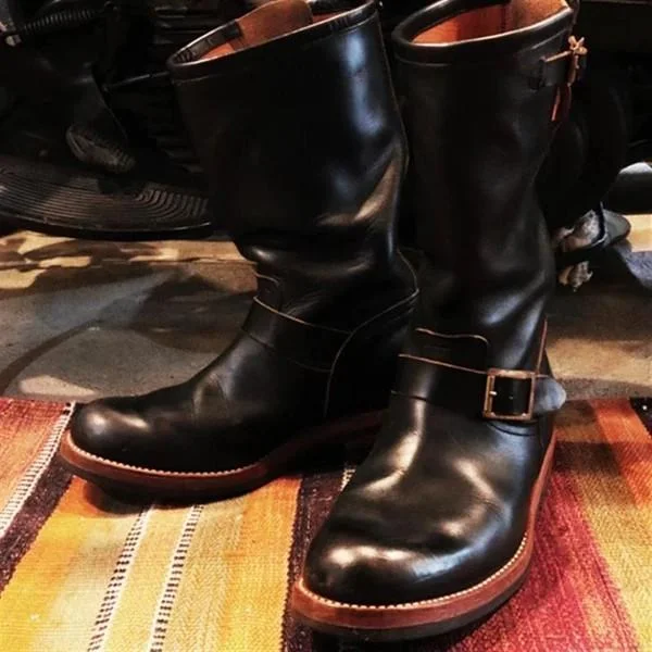 Men's Handmade Retro Leather Buckle High Top Boots | IFYHOME