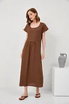 Short Sleeve Mid Length Cotton Linen Dress
