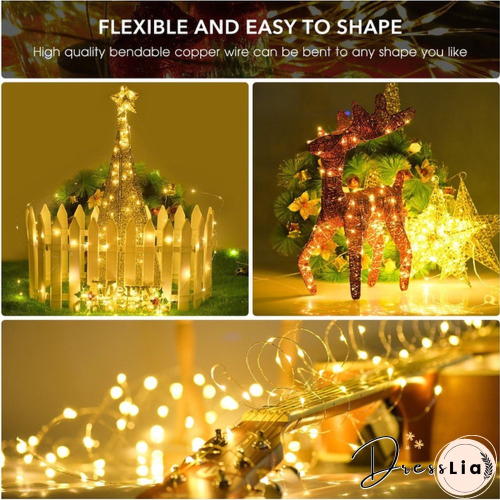 300/200/150/100/50/20 LEDs Waterproof Solar String Lights, Fairy Copper Wire String Lights for Christmas, Patio, Lawn, Garden, Wedding, Party and Holiday(1/2Pack)