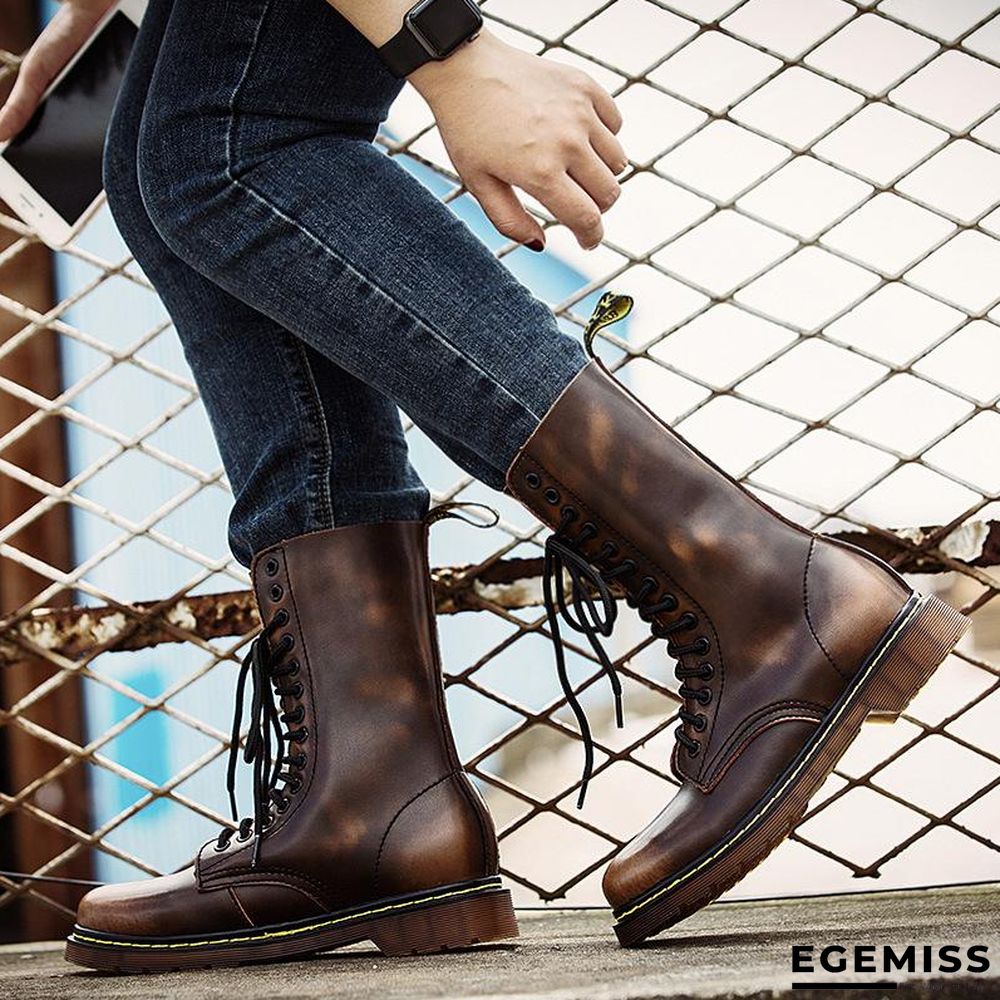 Autumn and winter all-match Martin boots high-top shoes men's Korean version of the trendy casual Gaobang sports waterproof non-slip retro boots | EGEMISS