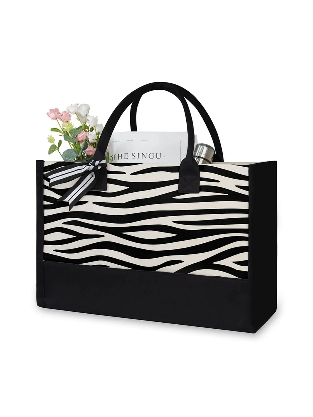 Canvas Shopping Bag - Fashion Shoulder Bag - Zebra Pattern