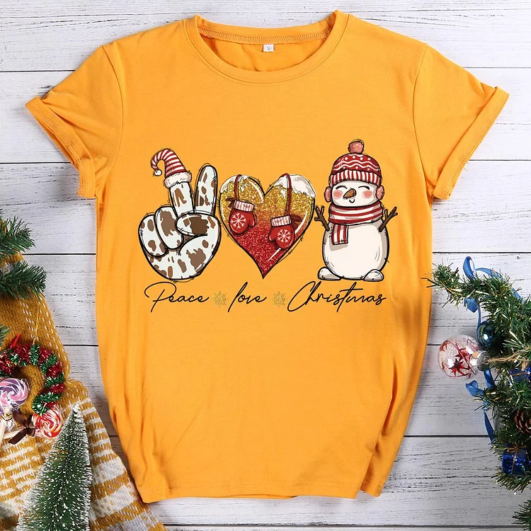 Christmas Love Peace Round Neck T-shirt-0018641