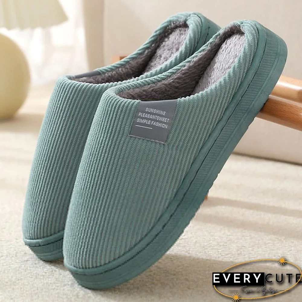 Winter Warm Cotton Slippers Women Men Home Shoes Simple Non-Slip Indoor Slides Corduroy Couple Slipper Female Shoes