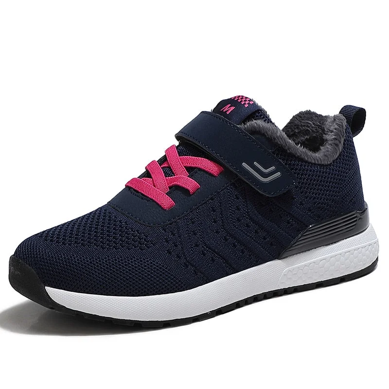 Nine o'clock Quality Mesh Men Casual Shoes Winter Warm Lined Female Sneakers Anti-skid Breathable Footwear Stylish Soft Bottom