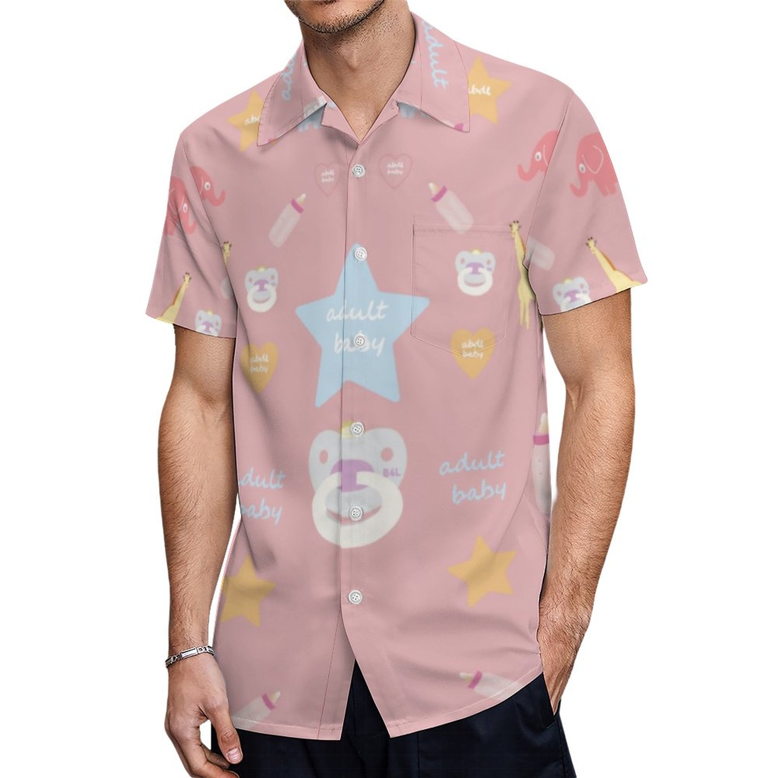 Adult Baby Abdl Baby4Life Cute Hawaiian Shirt Mens Button Down Plus Size Tropical Hawaii Beach Shirts