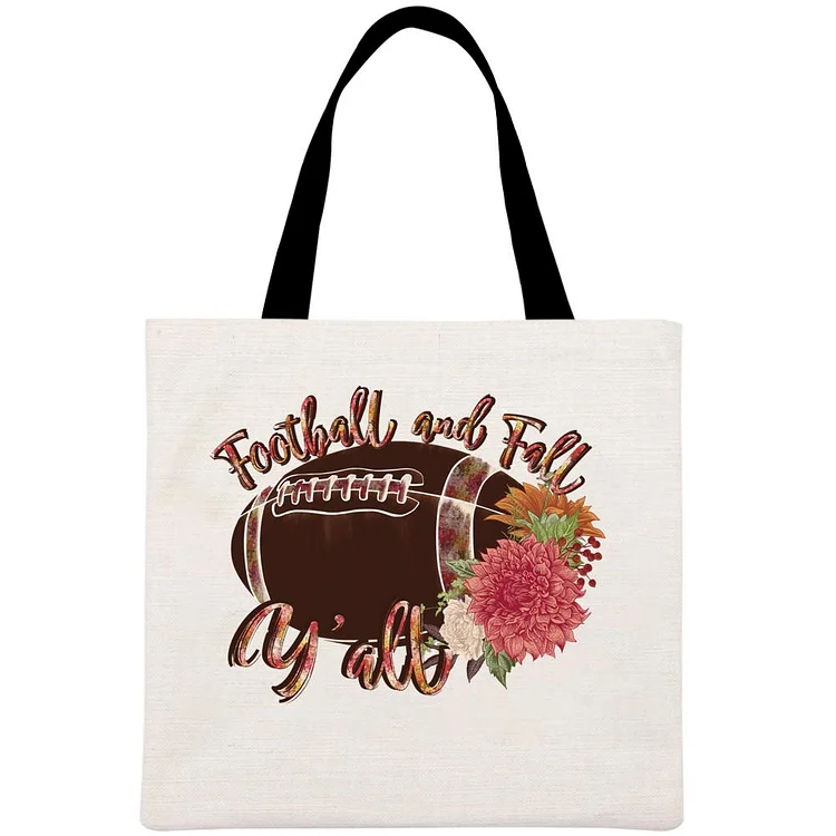 Football and Fall Printed Linen Bag-Annaletters