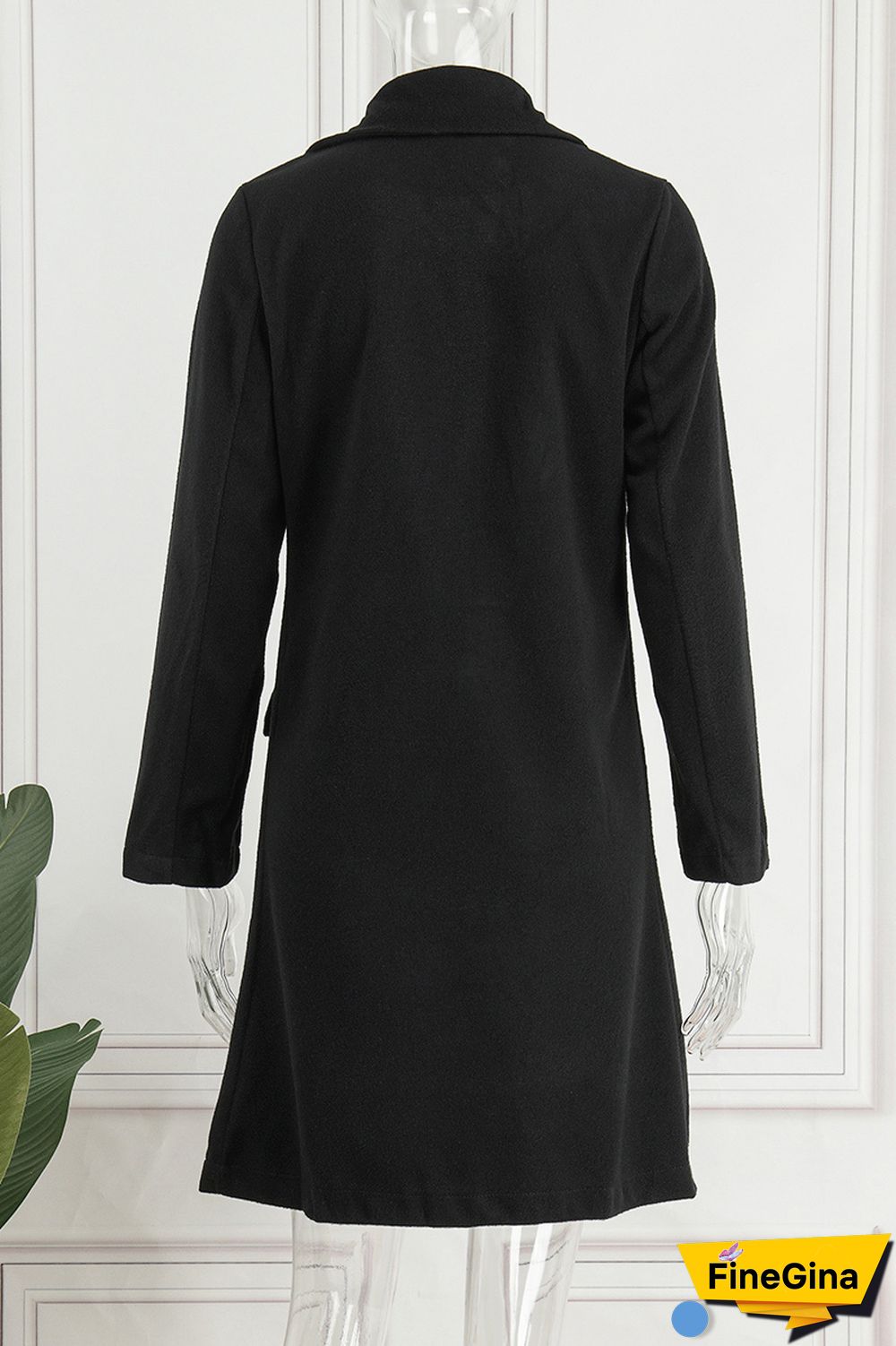 Pink Casual Solid Cardigan Turndown Collar Outerwear