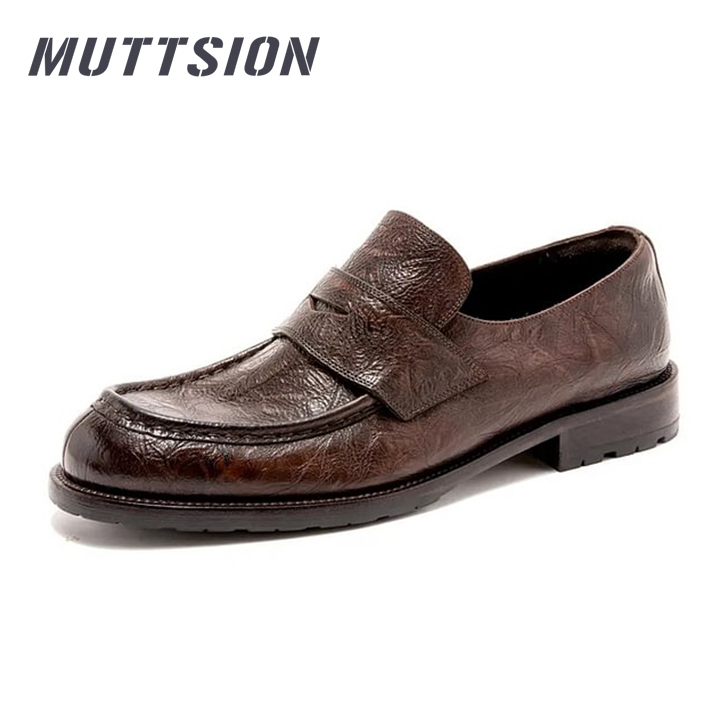MUTTSION Goodyear Handmade Bison Leather British Retro Style Loafers MUTTSION.COM MUTTSION